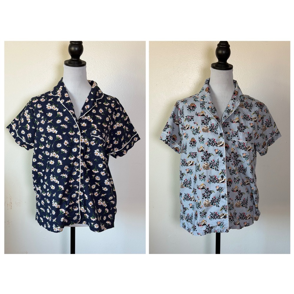 Vera Bradley Cotton Pajama Tops Floral Hedgehog Daisy Sleepwear Medium Lot